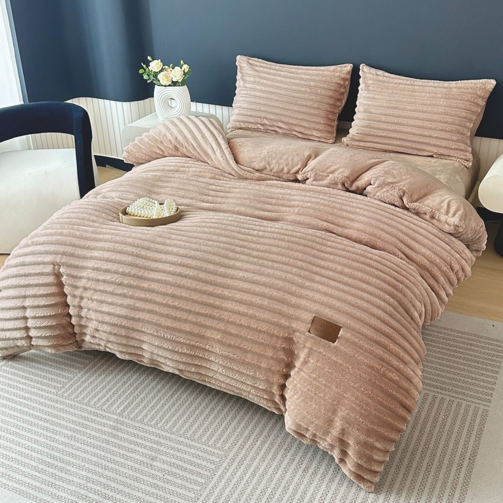 Lenjerie Cocolino pat dublu ,tip raiat,  4 piese, cu ELASTIC 180X200  LCTRC5 Lenjerii cocolino 4 piese cu ELASTIC