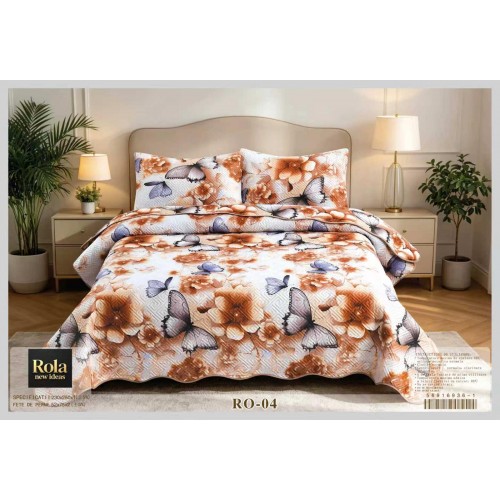 Cuvertura  pentru pat dublu din Bumbac  cu model, Matlasat, 230x250cm, CVCFT RO-04