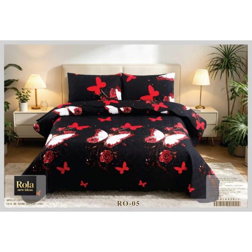 Cuvertura  pentru pat dublu din Bumbac  cu model, Matlasat, 230x250cm, CVCFT RO-05
