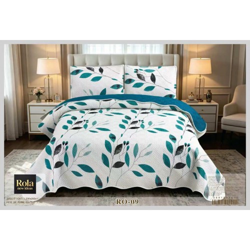 Cuvertura  pentru pat dublu din Bumbac  cu model, Matlasat, 230x250cm, CVCFT RO-09