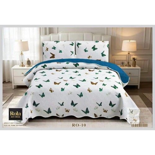 Cuvertura  pentru pat dublu din Bumbac  cu model, Matlasat, 230x250cm, CVCFT RO-10