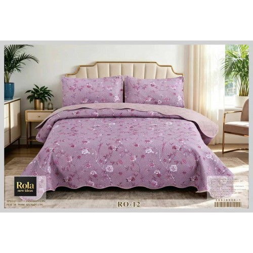 Cuvertura  pentru pat dublu din Bumbac  cu model, Matlasat, 230x250cm, CVCFT RO-12