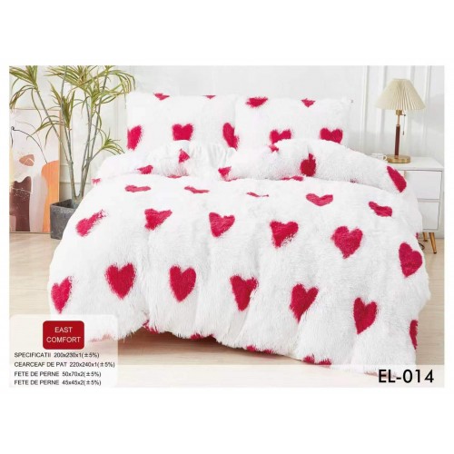 Set Lenjerie De Pat Pufoasa FLUFFY 6 piese, pat dublu, FLUTURI , EL-014