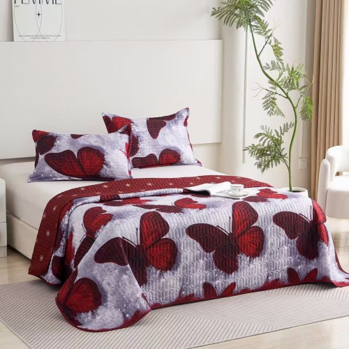 Set 3 Cuvertura dubla de lux din Catifea, Cuvertura de 230x250 cm, Cu 2 fete de perna 55 x 75cm, CVCP12