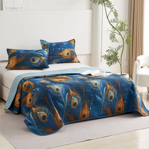 Set 3 Cuvertura dubla de lux din Catifea, Cuvertura de 230x250 cm, Cu 2 fete de perna 55 x 75cm, CVCP13