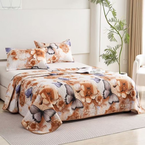 Set 3 Cuvertura dubla de lux din Catifea, Cuvertura de 230x250 cm, Cu 2 fete de perna 55 x 75cm, CVCP22
