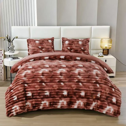 Lenjerie Cocolino pat dublu ,tip raiat,  4 piese, cu ELASTIC 180X200  LCTRS3