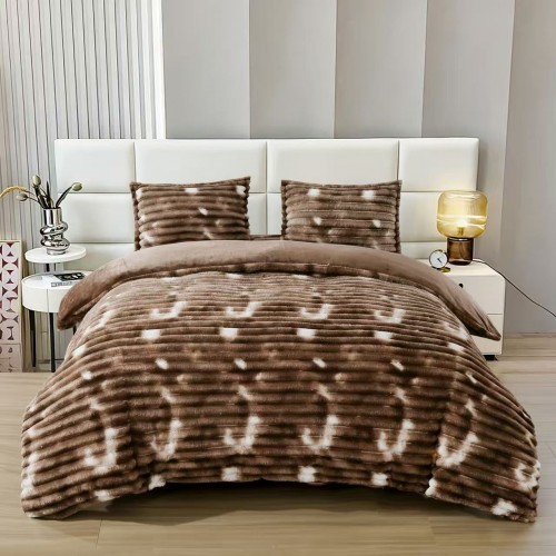 Lenjerie Cocolino pat dublu ,tip raiat,  4 piese, cu ELASTIC 180X200  LCTRS4