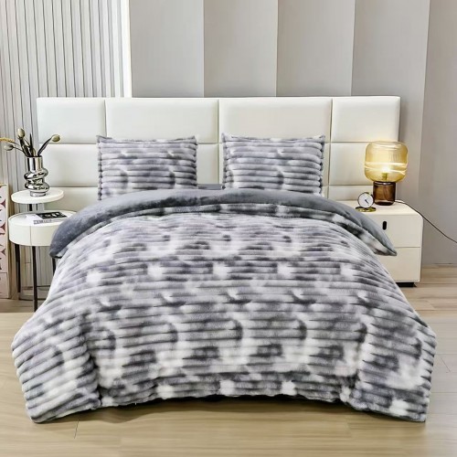 Lenjerie Cocolino pat dublu ,tip raiat,  4 piese, cu ELASTIC 180X200  LCTRS6
