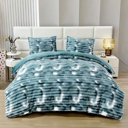 Lenjerie Cocolino pat dublu ,tip raiat,  4 piese, cu ELASTIC 180X200  LCTRS8