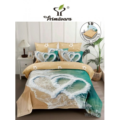 Lenjerie de pat bumbac finet Premium CU ELASTIC – gama 5D – 4 piese WD8075
