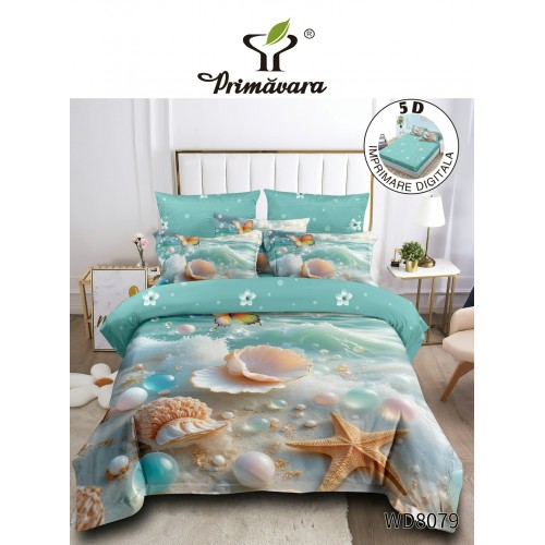 Lenjerie de pat bumbac finet Premium CU ELASTIC – gama 5D – 4 piese WD8079