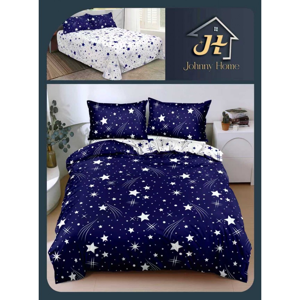Lenjerie de Pat dublu, Bumbac Satinat Superior,4 Piese Cearceaf de pat 240 x 250 cm, Cearceaf pilota 200 x 230 cm, 2 fete de perna 55 x 75 cm, A50-3 LENJERII DIN BUMBAC SATINAT