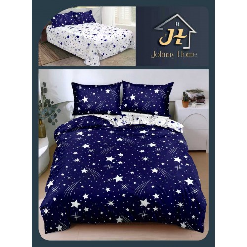 Lenjerie de Pat dublu, Bumbac Satinat Superior,4 Piese Cearceaf de pat 240 x 250 cm, Cearceaf pilota 200 x 230 cm, 2 fete de perna 55 x 75 cm, A50-3