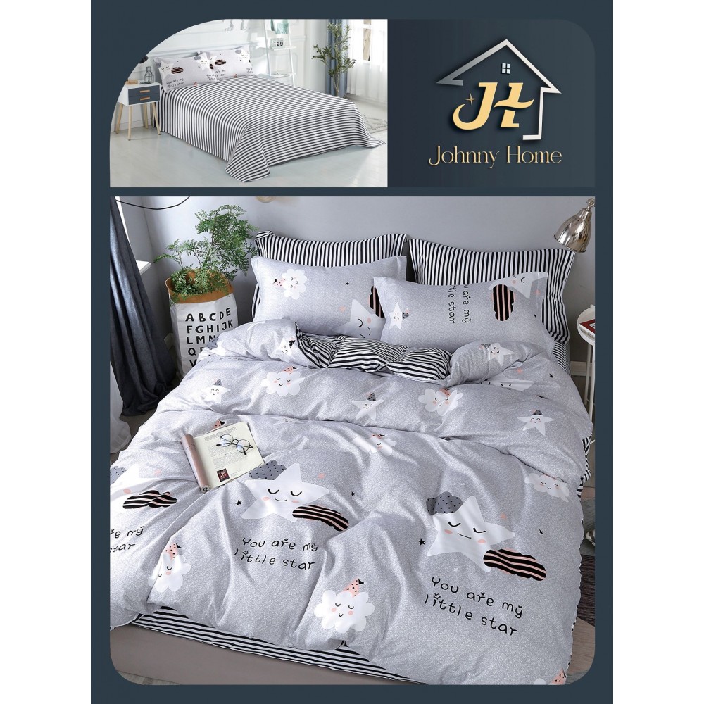 Lenjerie de Pat dublu, Bumbac Satinat Superior,4 Piese Cearceaf de pat 240 x 250 cm, A50-7 LENJERII DIN BUMBAC SATINAT
