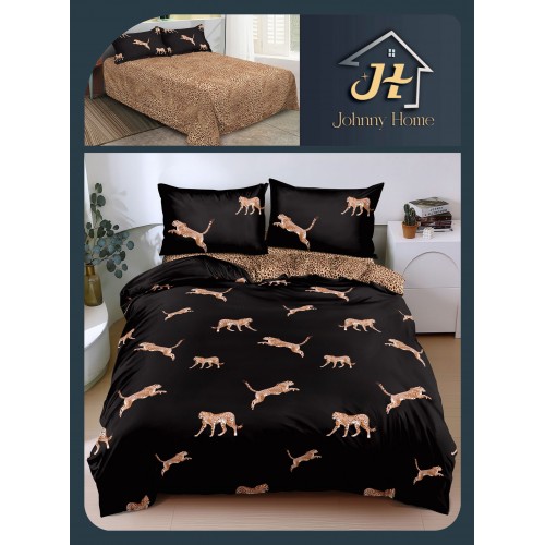 Lenjerie de Pat dublu, Bumbac Satinat Superior,4 Piese Cearceaf de pat 240 x 250 cm, A50-8