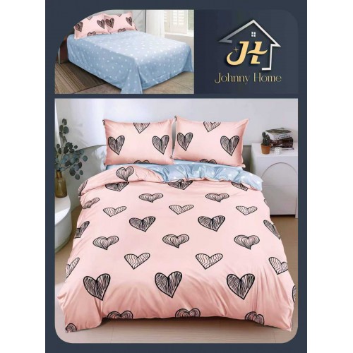 Lenjerie de Pat dublu, Bumbac Satinat Superior,4 Piese Cearceaf de pat 240 x 250 cm, A50-17