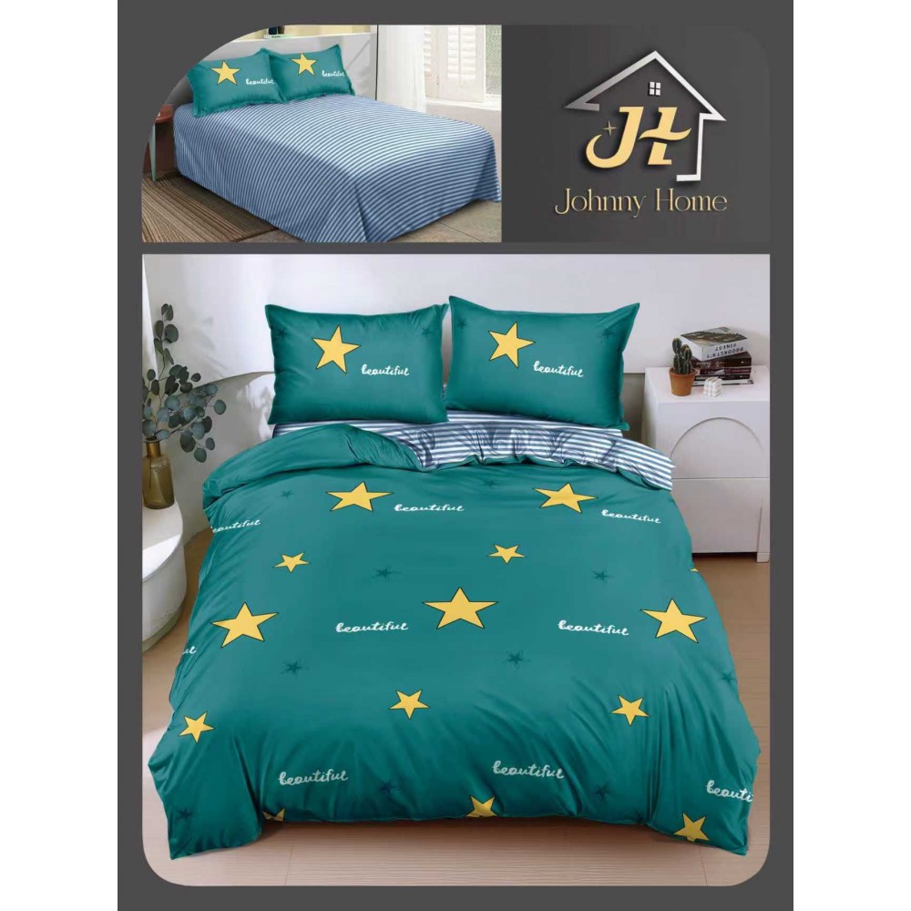 Lenjerie de Pat dublu, Bumbac Satinat Superior,4 Piese Cearceaf de pat 240 x 250 cm, A50-20 LENJERII DIN BUMBAC SATINAT