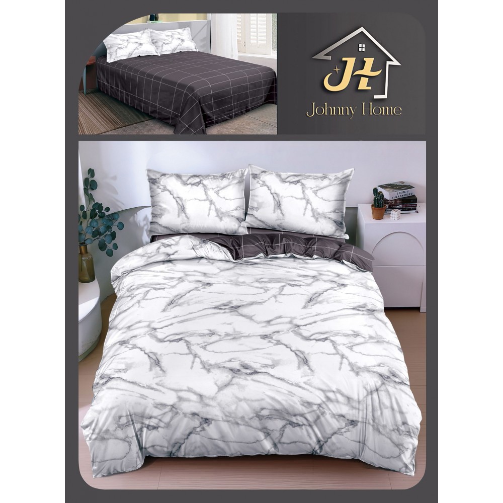 Lenjerie de Pat dublu, Bumbac Satinat Superior,4 Piese Cearceaf de pat 240 x 250 cm, A50-26 LENJERII DIN BUMBAC SATINAT