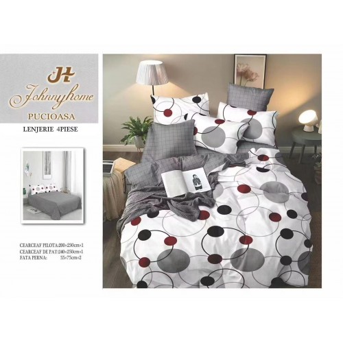 Lenjerie de Pat dublu, Bumbac Satinat Superior,4 Piese Cearceaf de pat 240 x 250 cm, A50-30