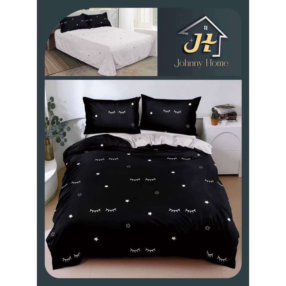 Lenjerie de Pat dublu, Bumbac Satinat Superior,4 Piese Cearceaf de pat 240 x 250 cm, A50-31 LENJERII DIN BUMBAC SATINAT