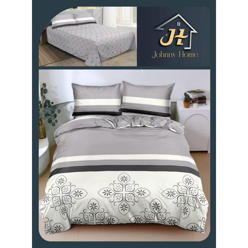 Lenjerie de Pat dublu, Bumbac Satinat Superior,4 Piese Cearceaf de pat 240 x 250 cm, A50-34 LENJERII DIN BUMBAC SATINAT