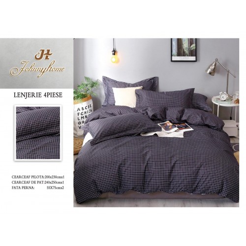 Lenjerie de Pat dublu, Bumbac Satinat Superior,4 Piese Cearceaf de pat 240 x 250 cm, A50-36
