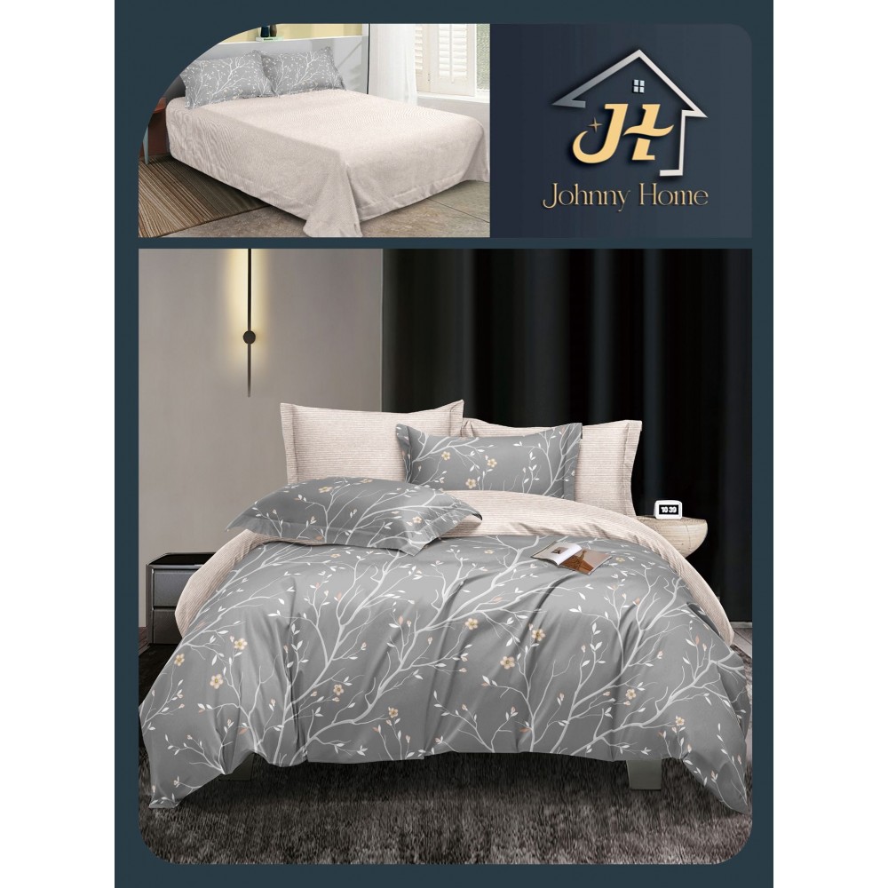 Lenjerie de Pat dublu, Bumbac Satinat Superior,4 Piese Cearceaf de pat 240 x 250 cm, A50-37 LENJERII DIN BUMBAC SATINAT
