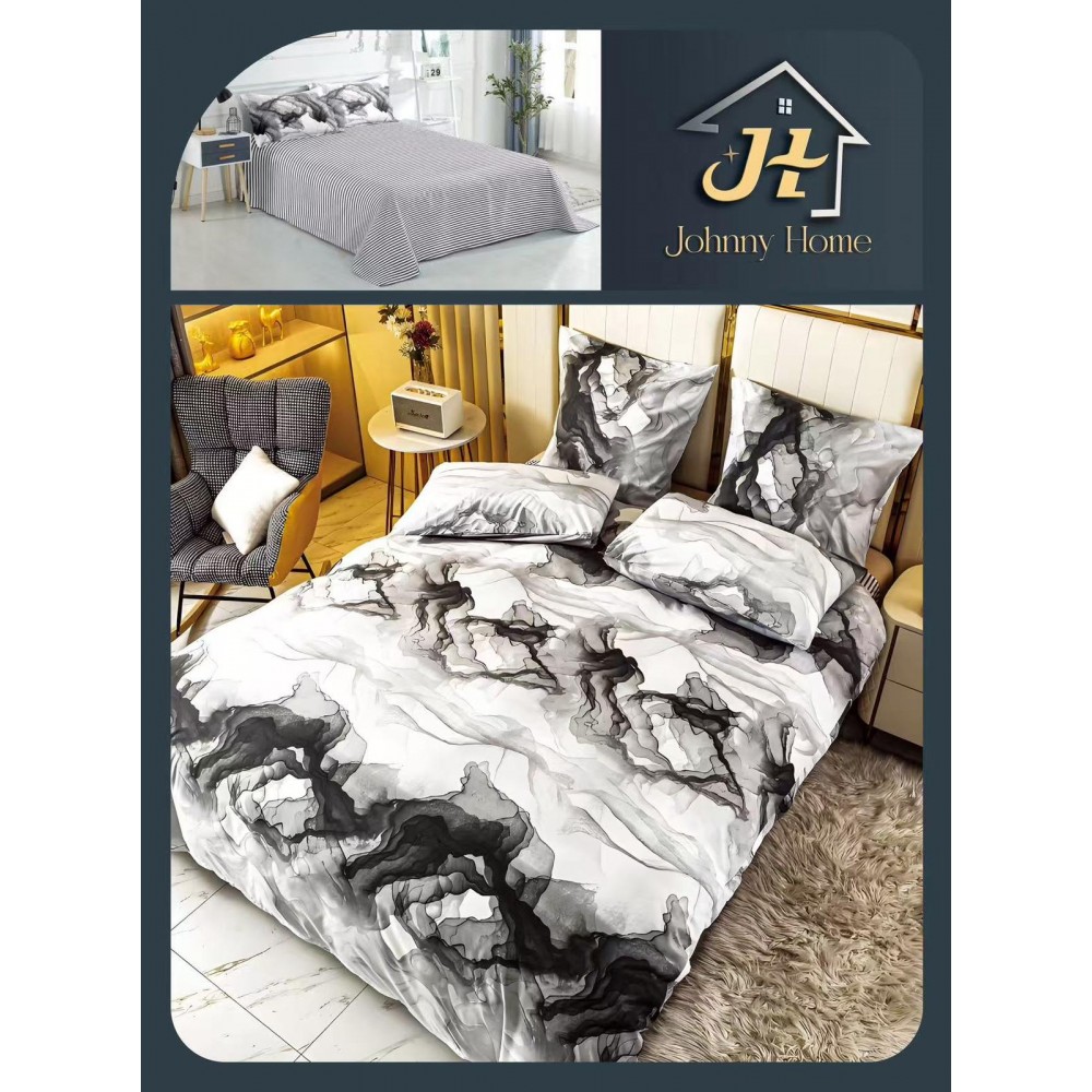 Lenjerie de Pat dublu, Bumbac Satinat Superior,4 Piese Cearceaf de pat 240 x 250 cm, A50-40 LENJERII DIN BUMBAC SATINAT