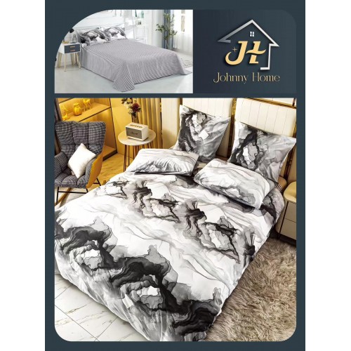 Lenjerie de Pat dublu, Bumbac Satinat Superior,4 Piese Cearceaf de pat 240 x 250 cm, A50-40