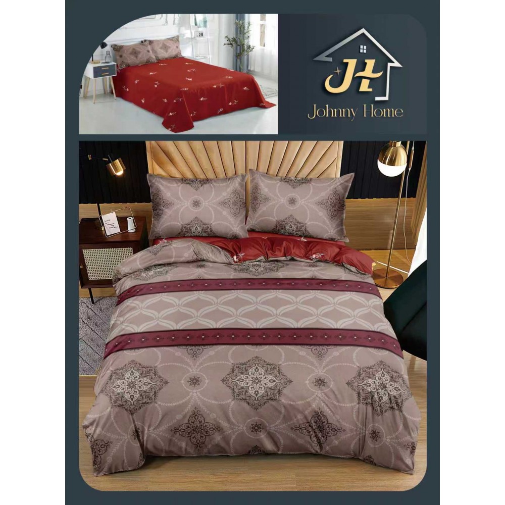 Lenjerie de Pat dublu, Bumbac Satinat Superior,4 Piese Cearceaf de pat 240 x 250 cm, A50-43 LENJERII DIN BUMBAC SATINAT