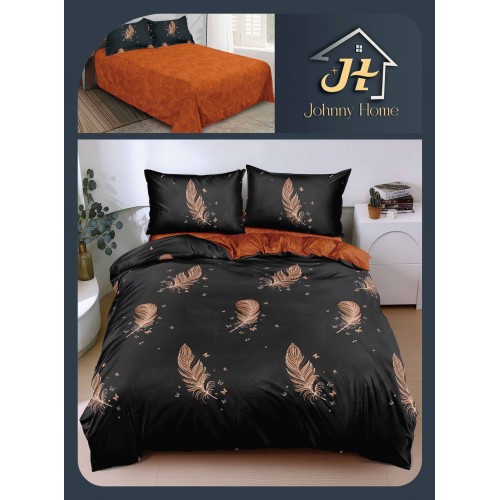 Lenjerie de Pat dublu, Bumbac Satinat Superior,4 Piese Cearceaf de pat 240 x 250 cm, A50-46