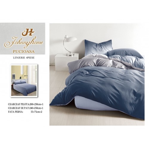 Lenjerie de Pat dublu, Bumbac Satinat Superior,4 Piese Cearceaf de pat 240 x 250 cm, A50-50