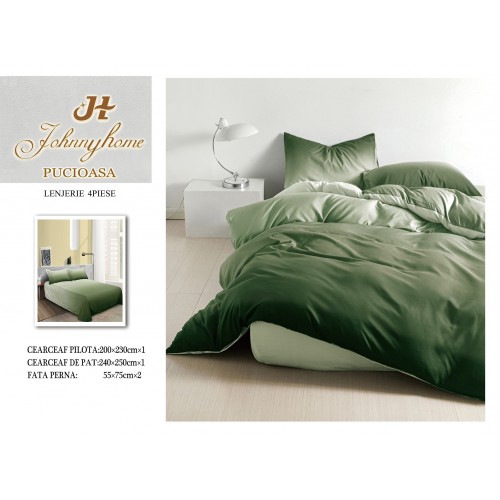 Lenjerie de Pat dublu, Bumbac Satinat Superior,4 Piese Cearceaf de pat 240 x 250 cm, A50-51