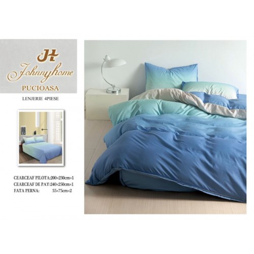 Lenjerie de Pat dublu, Bumbac Satinat Superior,4 Piese Cearceaf de pat 240 x 250 cm, A50-53