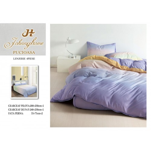 Lenjerie de Pat dublu, Bumbac Satinat Superior,4 Piese Cearceaf de pat 240 x 250 cm, A50-55