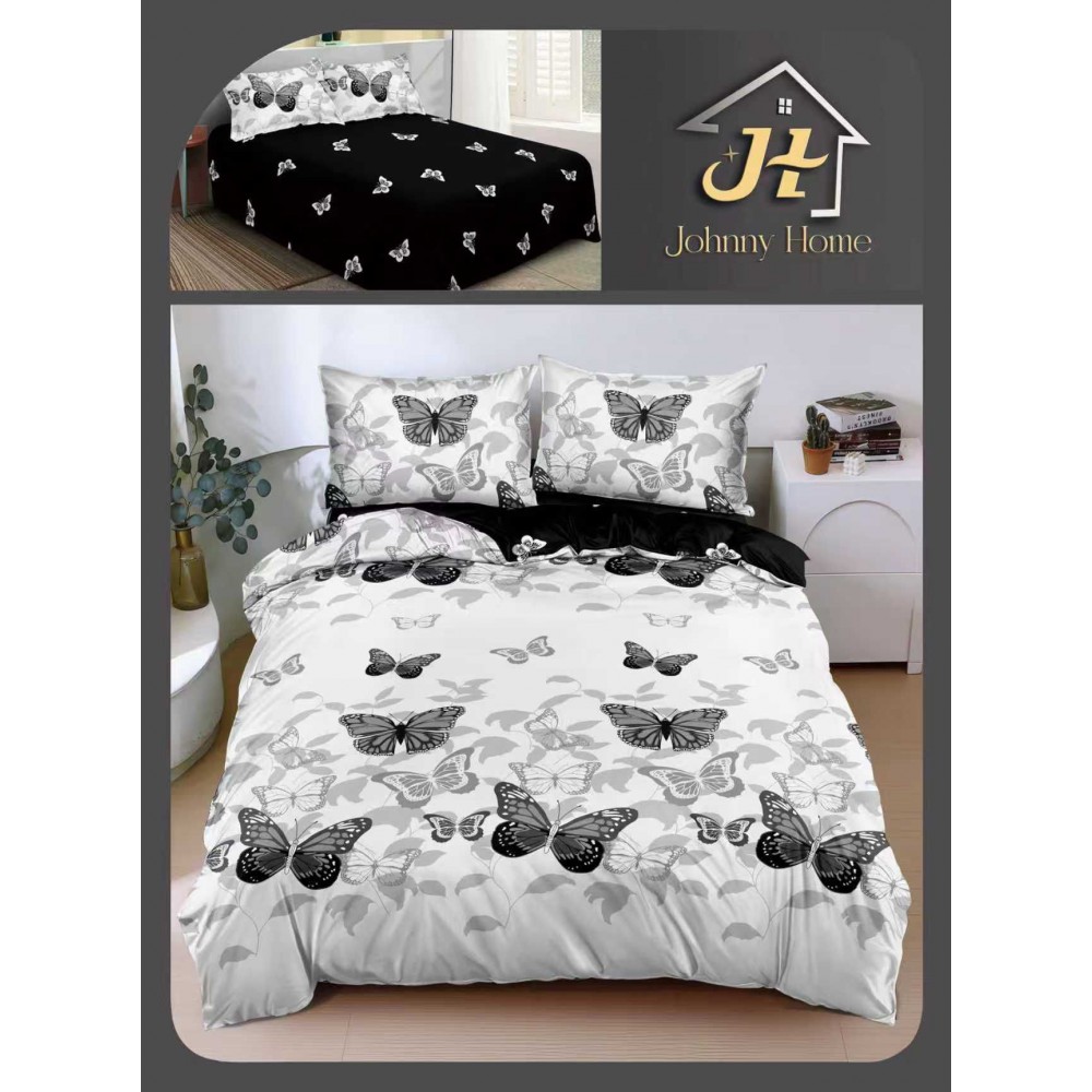 Lenjerie de Pat dublu, Bumbac Satinat Superior,4 Piese Cearceaf de pat 240 x 250 cm, A50-56 LENJERII DIN BUMBAC SATINAT