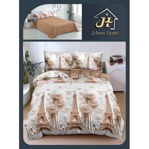Lenjerie de Pat dublu, Bumbac Satinat Superior,4 Piese Cearceaf de pat 240 x 250 cm, A50-73