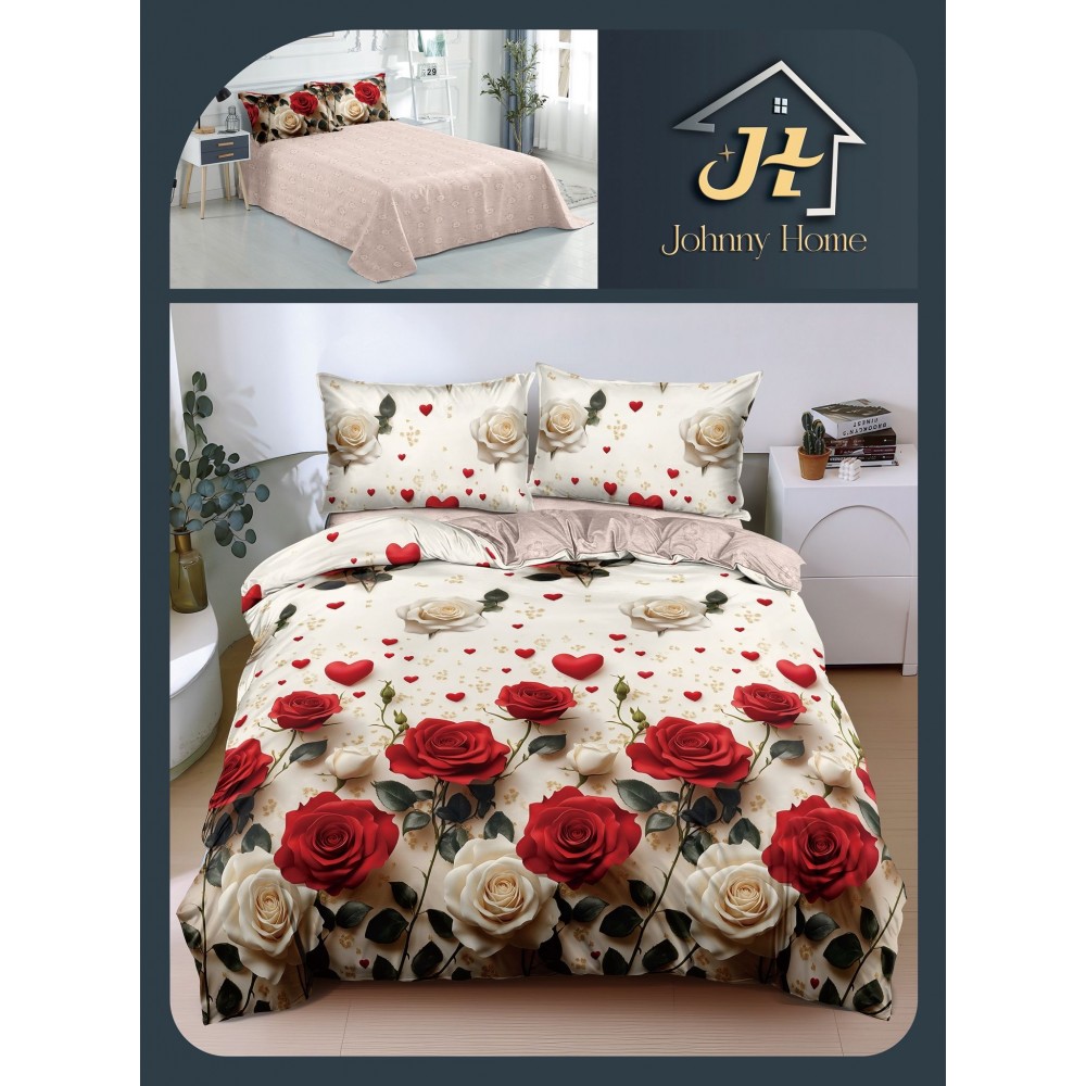 Lenjerie de Pat dublu, Bumbac Satinat Superior,4 Piese Cearceaf de pat 240 x 250 cm, A50-76 LENJERII DIN BUMBAC SATINAT