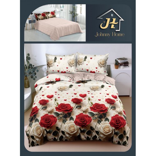 Lenjerie de Pat dublu, Bumbac Satinat Superior,4 Piese Cearceaf de pat 240 x 250 cm, A50-76