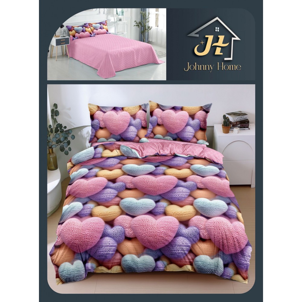 Lenjerie de Pat dublu, Bumbac Satinat Superior,4 Piese Cearceaf de pat 240 x 250 cm, A50-77 LENJERII DIN BUMBAC SATINAT