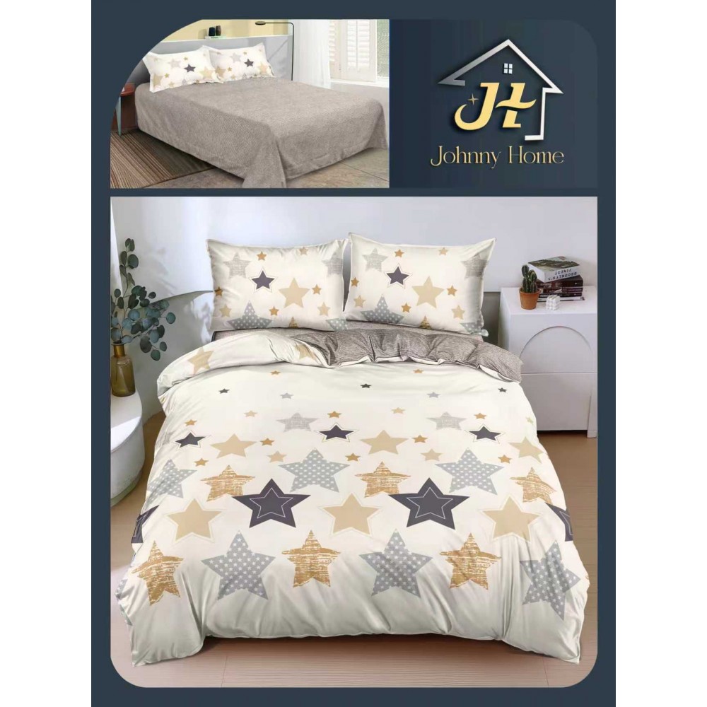 Lenjerie de Pat dublu, Bumbac Satinat Superior,4 Piese Cearceaf de pat 240 x 250 cm, A50-79 LENJERII DIN BUMBAC SATINAT