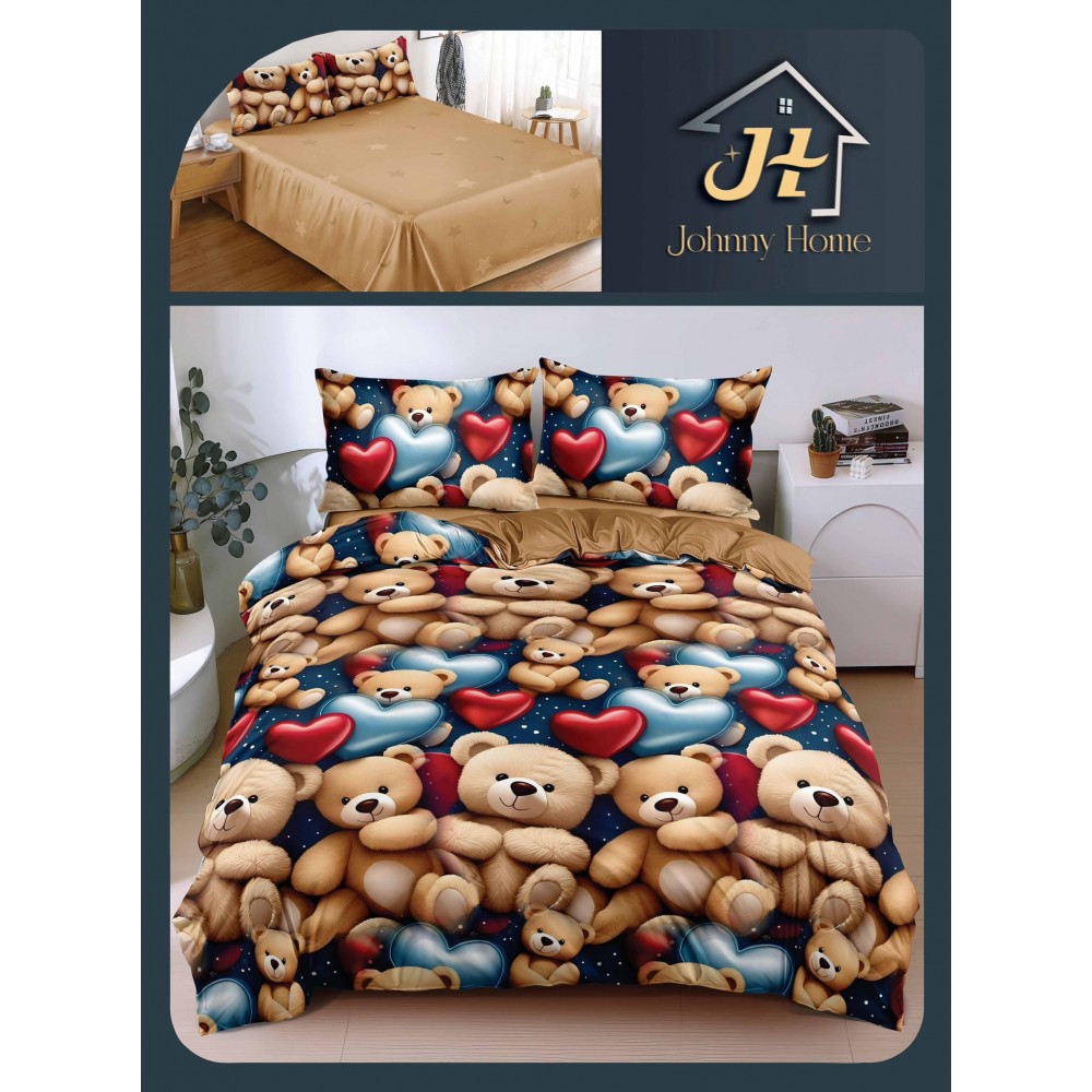 Lenjerie de Pat dublu, Bumbac Satinat Superior,4 Piese Cearceaf de pat 240 x 250 cm, A50-80 LENJERII DIN BUMBAC SATINAT