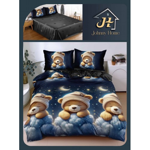 Lenjerie de Pat dublu, Bumbac Satinat Superior,4 Piese Cearceaf de pat 240 x 250 cm, A50-81