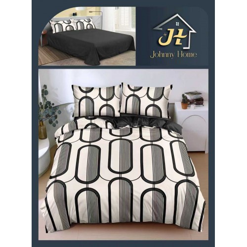 Lenjerie de Pat dublu, Bumbac Satinat Superior,4 Piese Cearceaf de pat 240 x 250 cm, A50-82