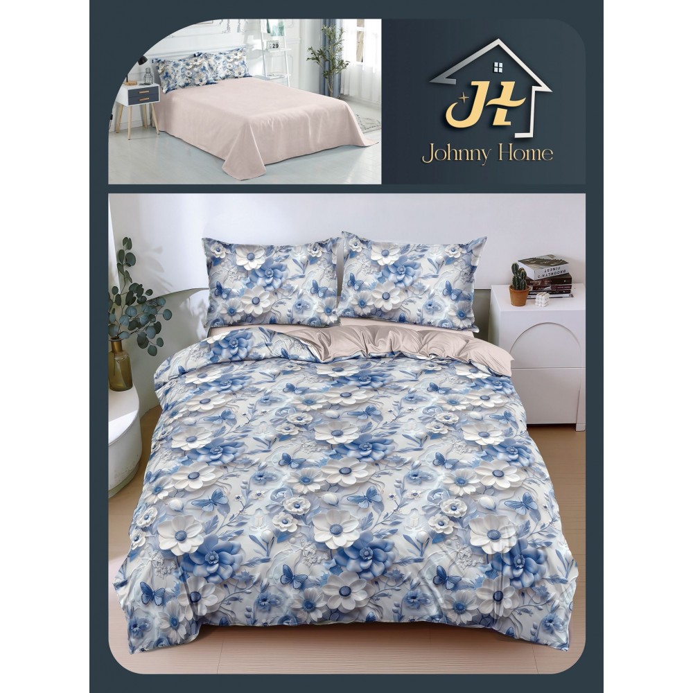 Lenjerie de Pat dublu, Bumbac Satinat Superior,4 Piese Cearceaf de pat 240 x 250 cm, A50-83 LENJERII DIN BUMBAC SATINAT