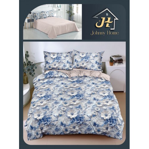 Lenjerie de Pat dublu, Bumbac Satinat Superior,4 Piese Cearceaf de pat 240 x 250 cm, A50-83