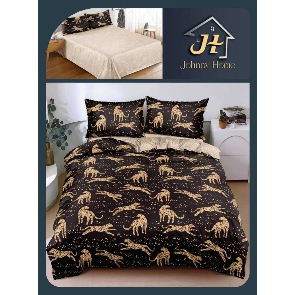 Lenjerie de Pat dublu, Bumbac Satinat Superior,4 Piese Cearceaf de pat 240 x 250 cm, A50-84 LENJERII DIN BUMBAC SATINAT