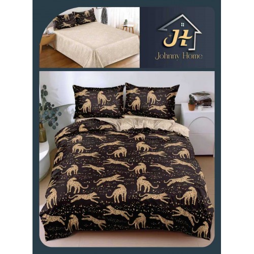 Lenjerie de Pat dublu, Bumbac Satinat Superior,4 Piese Cearceaf de pat 240 x 250 cm, A50-84
