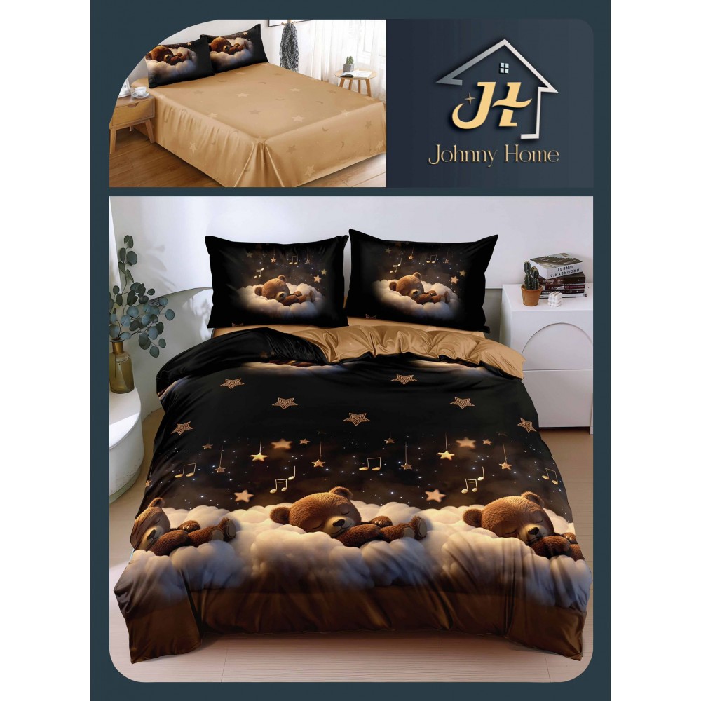 Lenjerie de Pat dublu, Bumbac Satinat Superior,4 Piese Cearceaf de pat 240 x 250 cm, A50-86 LENJERII DIN BUMBAC SATINAT